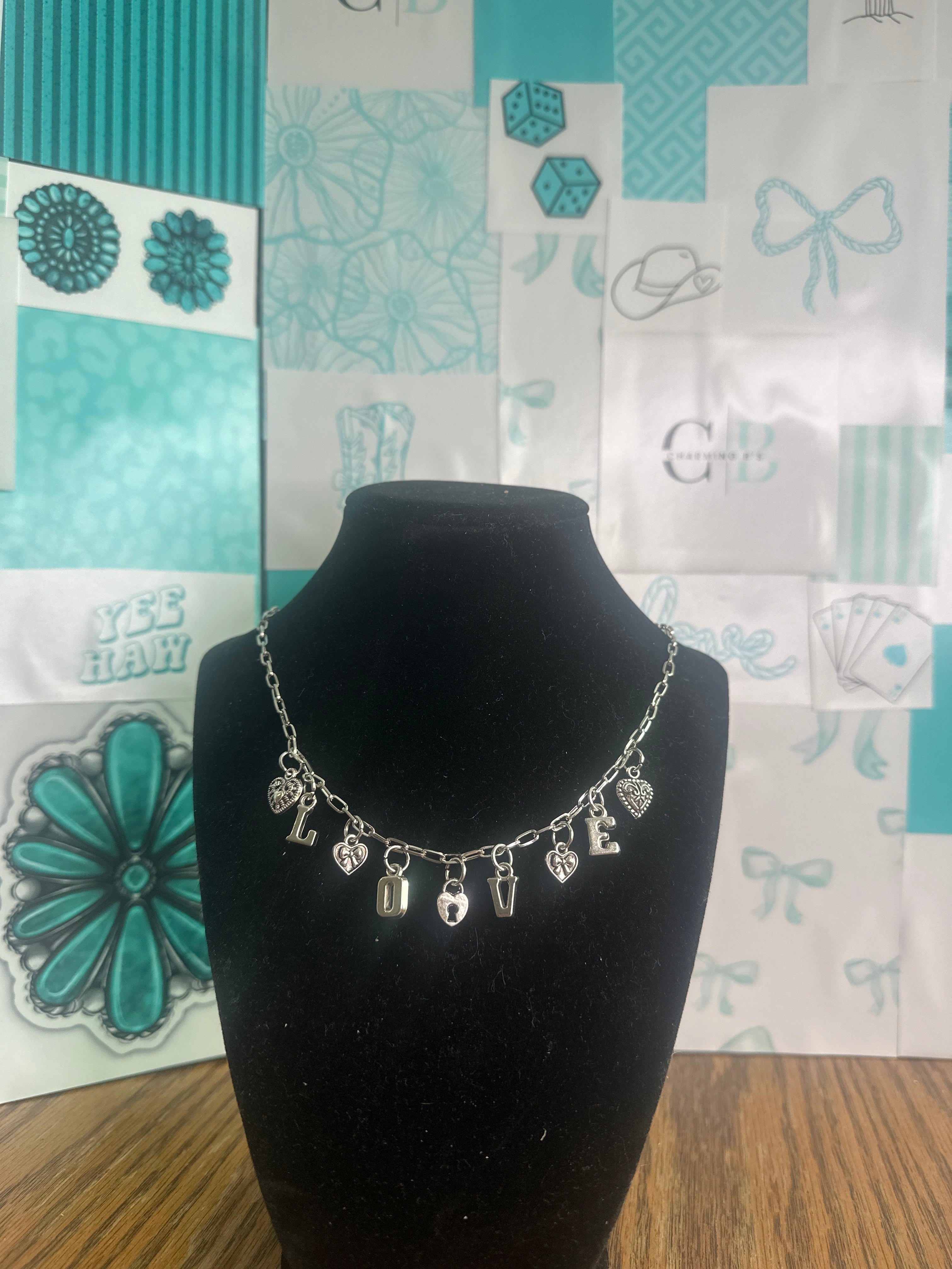 Silver Valentines Day Charm necklace